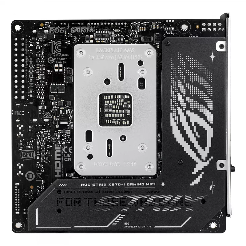 Základná doska ASUS ROG STRIX X870-I GAMING WIFI mini ITX · AMD X870 · Socket AM5 · DDR5 · 2 DIMM · Wi-Fi 7 · Bluetooth 5.4