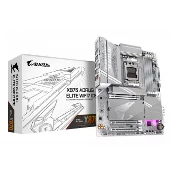 GIGABYTE X870 AORUS ELITE WIFI7 ICE základná doska - podporuje AMD Ryzen 9000 CPU, 16+2+2 fázový digitálny VRM, až do 8200 MHz DDR5 (OC), 3xPCIe 5.0 + 1xPCIe 4.0, Wi-Fi 7, 2.5GbE LAN, USB 4