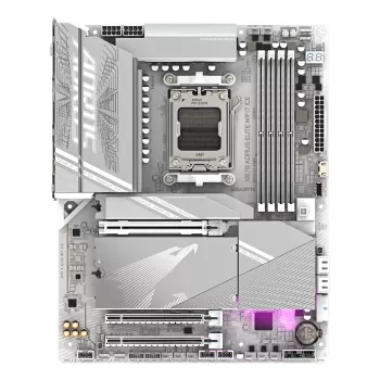 GIGABYTE X870 AORUS ELITE WIFI7 ICE základná doska - podporuje AMD Ryzen 9000 CPU, 16+2+2 fázový digitálny VRM, až do 8200 MHz DDR5 (OC), 3xPCIe 5.0 + 1xPCIe 4.0, Wi-Fi 7, 2.5GbE LAN, USB 4