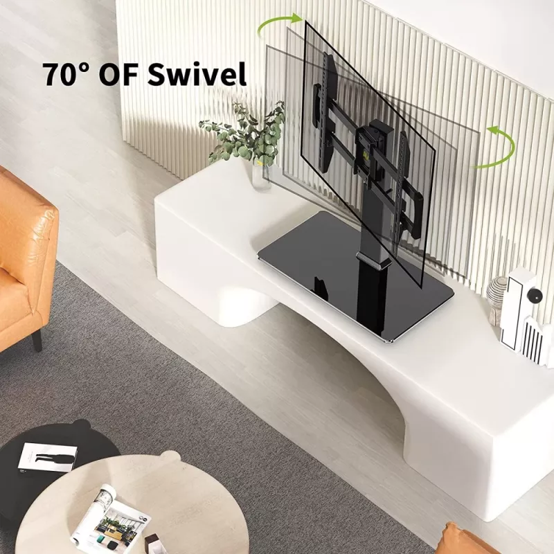 Techly ICA-LCD 323M stolový stojan na TV / monitor, 32–55 palcov (81,3–139,7 cm), 40 kg, otočný, VESA 400x400, základňa z tvrdeného skla, čierny