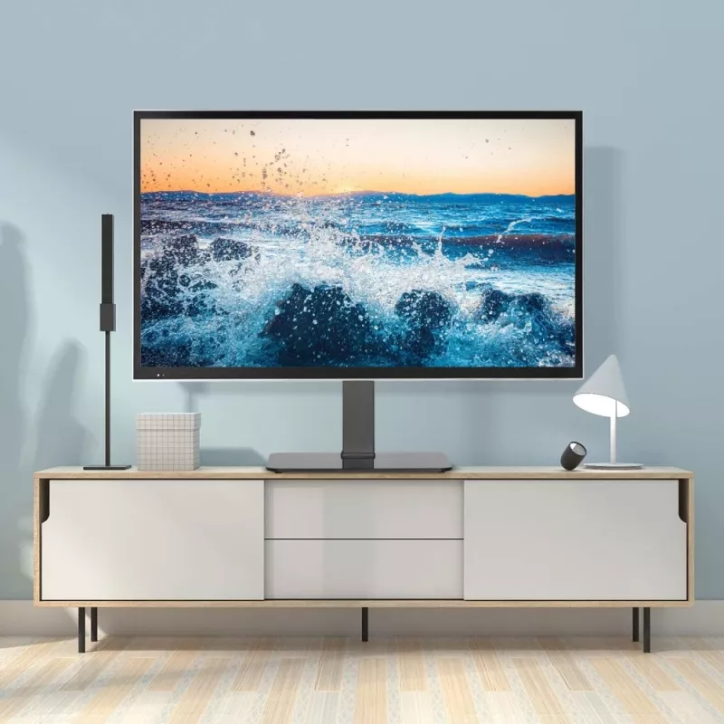 Techly ICA-LCD 323M stolový stojan na TV / monitor, 32–55 palcov (81,3–139,7 cm), 40 kg, otočný, VESA 400x400, základňa z tvrdeného skla, čierny