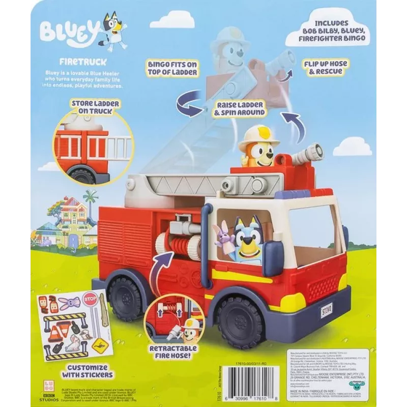 Moose Toys Bluey hasičské auto, hasičské auto, 3 roky, plast, viacfarebné, červené