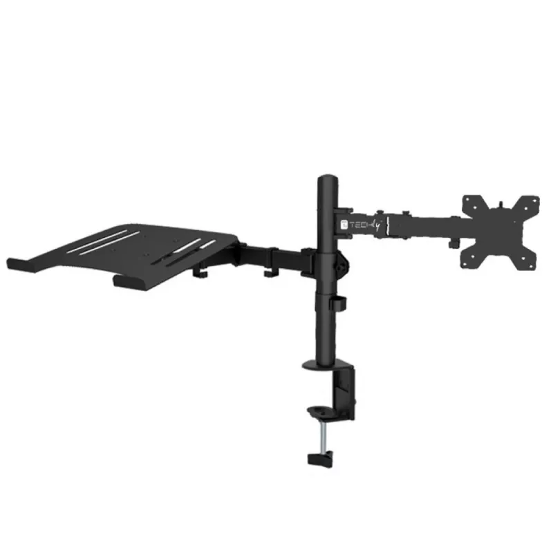 Techly ICA-LCD 174NB stolový držiak monitora s poličkou na notebook, 13–32 palcov (33–81,3 cm), 8 kg, notebook 12–17 palcov, VESA 75x75 / 100x100, čierny