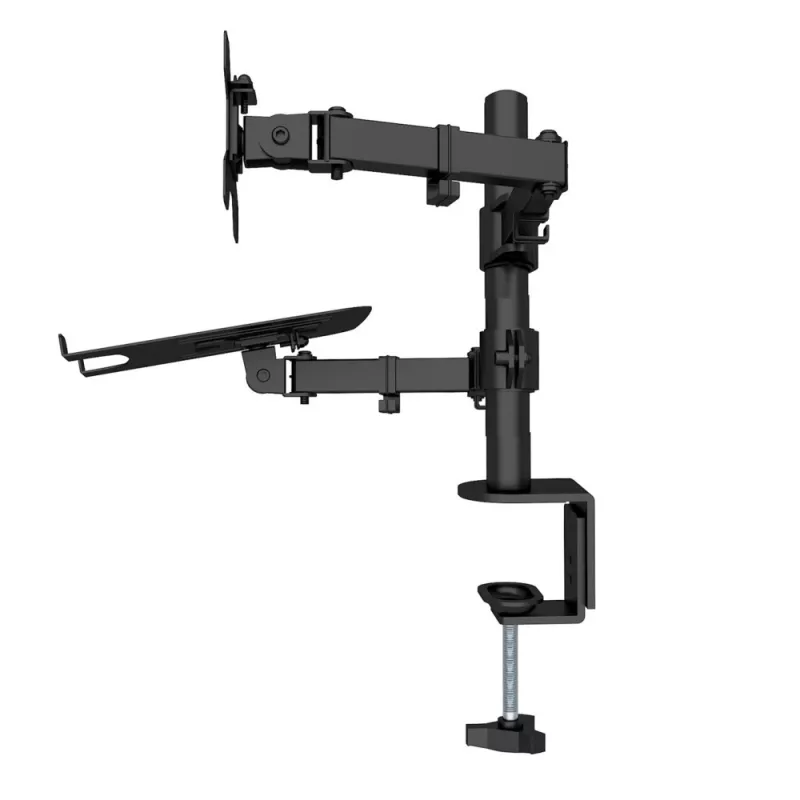 Techly ICA-LCD 174NB stolový držiak monitora s poličkou na notebook, 13–32 palcov (33–81,3 cm), 8 kg, notebook 12–17 palcov, VESA 75x75 / 100x100, čierny
