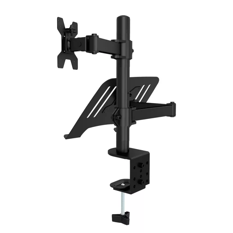 Techly ICA-LCD 174NB stolový držiak monitora s poličkou na notebook, 13–32 palcov (33–81,3 cm), 8 kg, notebook 12–17 palcov, VESA 75x75 / 100x100, čierny