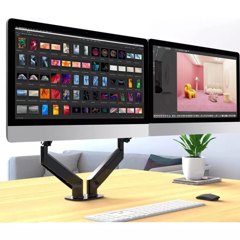 Techly ICA-LCD 462B stolový držiak monitora, plynová pružina, 17 – 32 palcov (43,2 – 81,3 cm), 9 kg, VESA 75x75/100x100, čierny