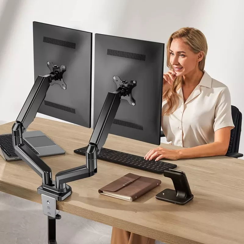 Techly ICA-LCD 462B stolový držiak monitora, plynová pružina, 17 – 32 palcov (43,2 – 81,3 cm), 9 kg, VESA 75x75/100x100, čierny