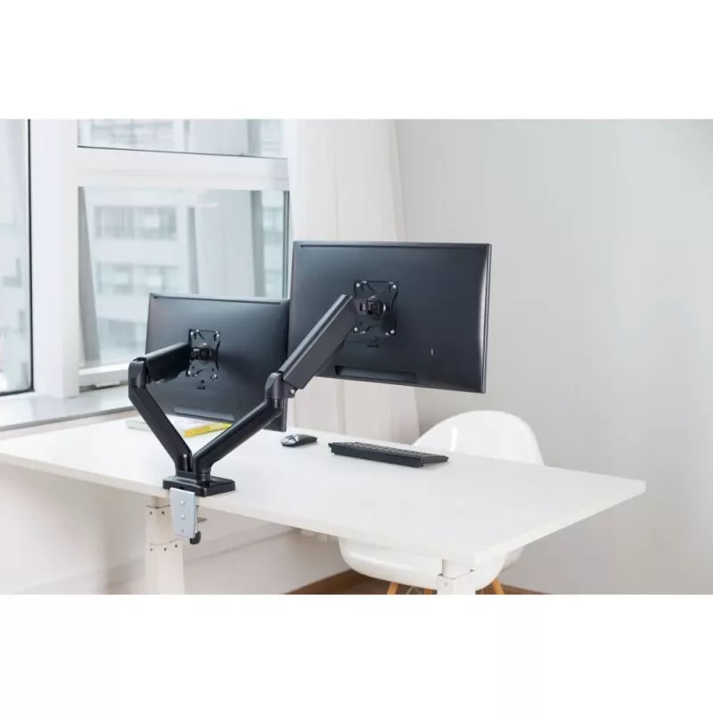 Techly ICA-LCD 462B stolový držiak monitora, plynová pružina, 17 – 32 palcov (43,2 – 81,3 cm), 9 kg, VESA 75x75/100x100, čierny