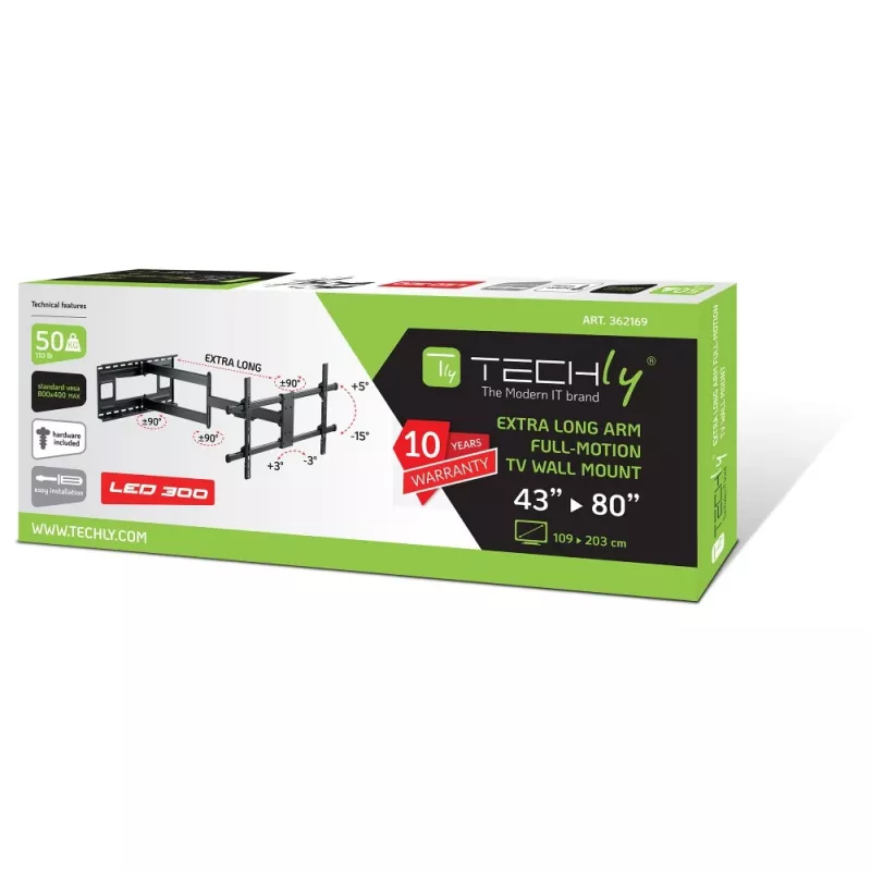 Techly ICA-PLB 490 držiak TV / stojan 2,03 m (80 inch) čierny