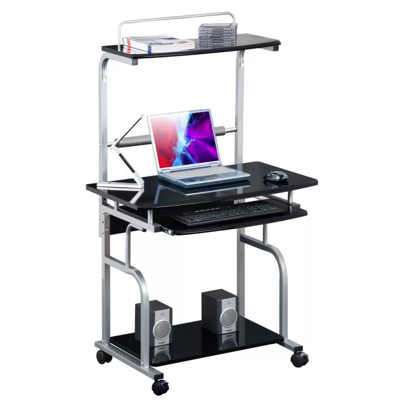 Techly Compact Multi-Function počítačový stôl, lesklý čierny ICA-TB 7800BK