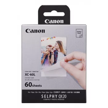 Canon XC-60L, farbosublimácia, 5,4x8,5 cm, 60 ks. Canon XC-60L. Technológia tlače: farbosublimácia, veľkosť papiera: 5,4x8,5 cm. Množstvo v balení: 60 ks.