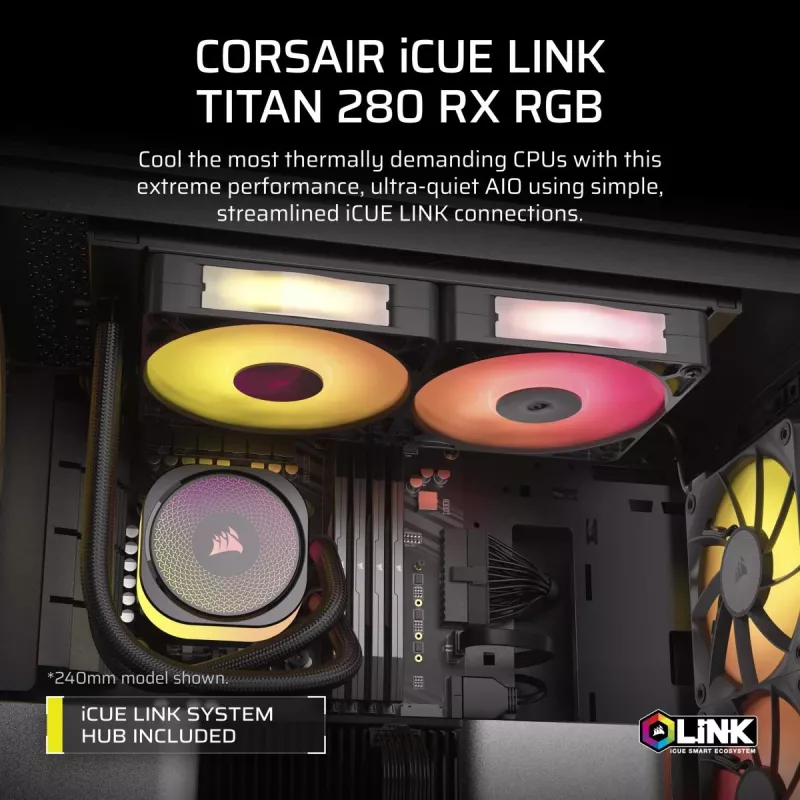 CORSAIR CPU chladič - Icue Link Titan 280 Rx RGB Aio kvapalinový chladič
