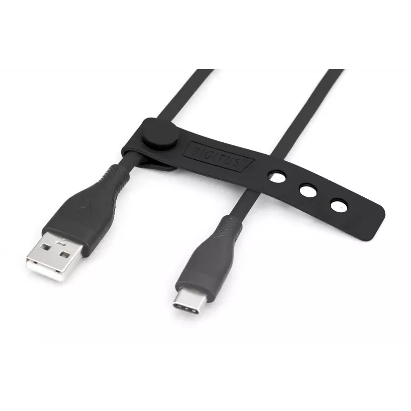 DIGITUS USB-C silikónový nabíjací kábel USB-A - USB-C USB 2.0 60W - 50cm čierny