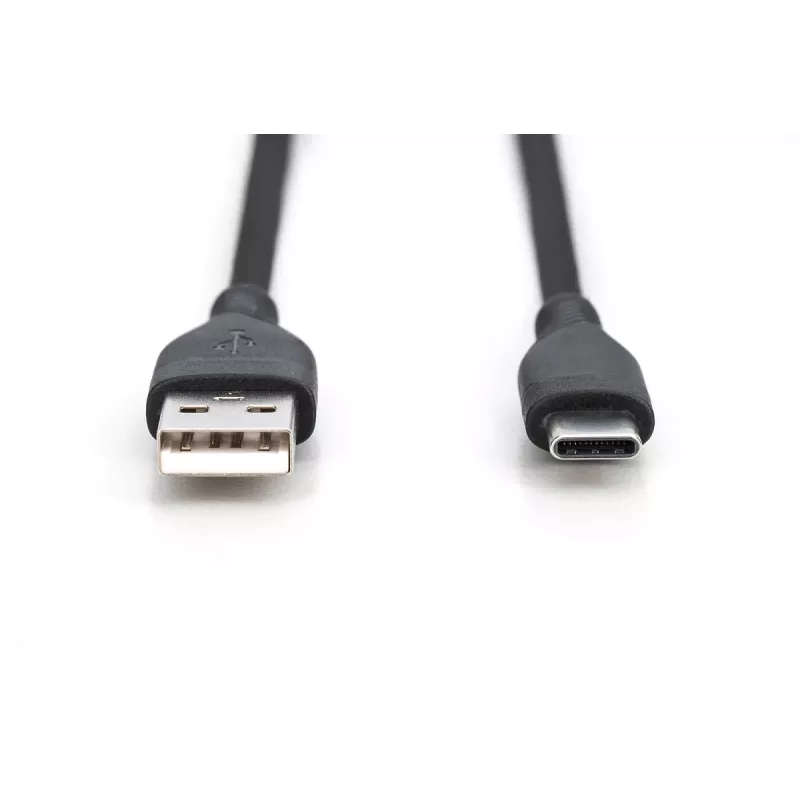 DIGITUS USB-C silikónový nabíjací kábel USB-A - USB-C USB 2.0 60W - 1m čierny