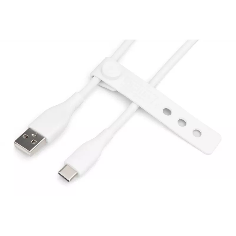 DIGITUS USB-C silikónový nabíjací kábel USB-A - USB-C USB 2.0 60W - 1m biely