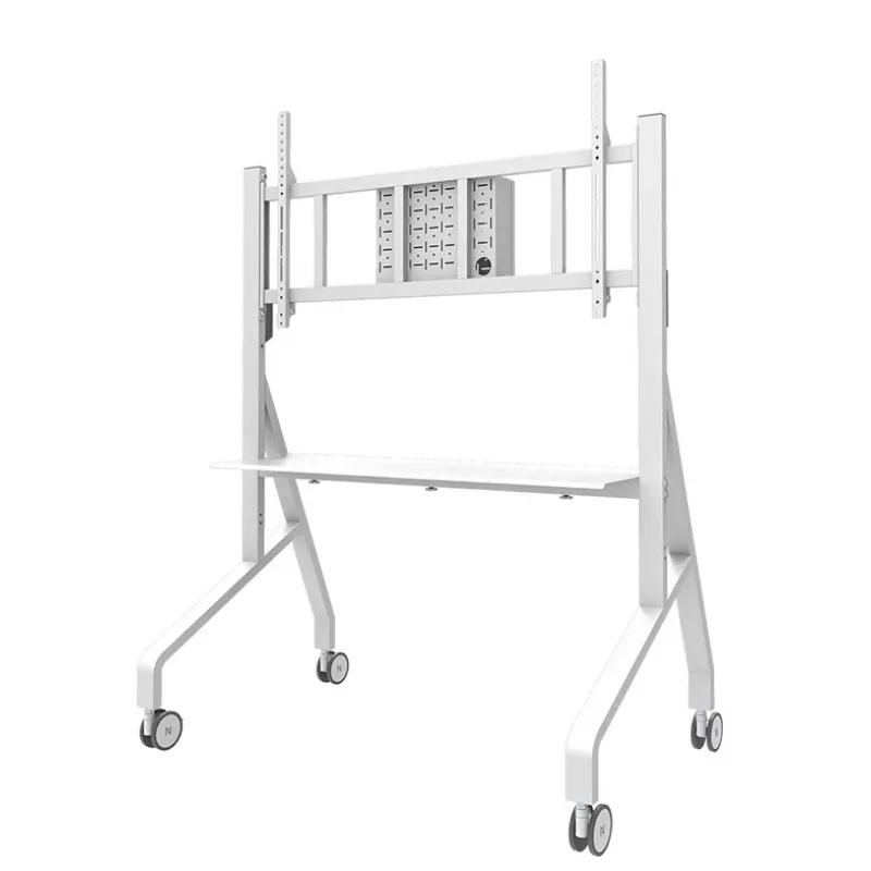 Neomounts MOVE Go XL FL50-575WH1 televízny vozík, 65-110 palcov, max. 125 kg, VESA 100x100-1100x600, nastaviteľná výška 129-139 cm, uzamykateľný, rýchla inštalácia, certifikát TÜV, biely