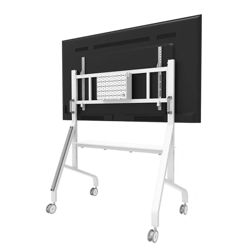 Neomounts MOVE Go XL FL50-575WH1 televízny vozík, 65-110 palcov, max. 125 kg, VESA 100x100-1100x600, nastaviteľná výška 129-139 cm, uzamykateľný, rýchla inštalácia, certifikát TÜV, biely