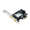 Interný WLAN Bluetooth adaptér ASUS PCE-BE6500 — PCIe, Tri-Band Wi‑Fi 6E/7 (2,4/5/6 GHz), Bluetooth 5.4, 2882 Mbps, externá anténa, čierny