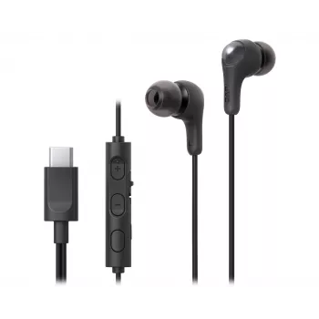 Káblový in-ear headset JVC HA-FR9UC s USB-C, 9,2-mm meniče, 5–22 000 Hz, inline mikrofón a ovládanie, 1,2 m kábel, čierny