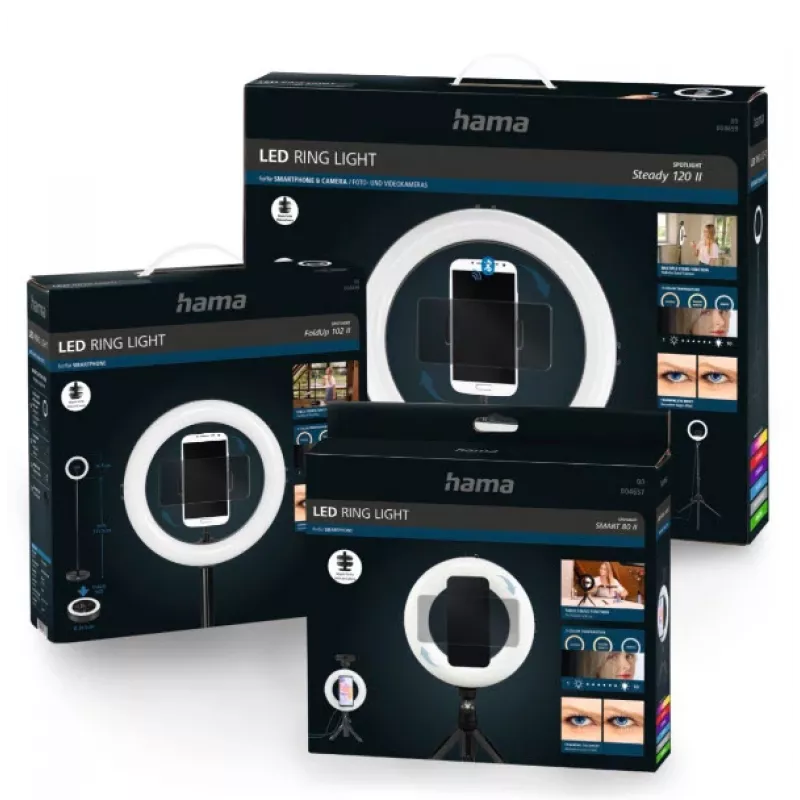 Hama SpotLight Smart 80 II LED kruhové svetlo, set pre smartfón, s mini statívom