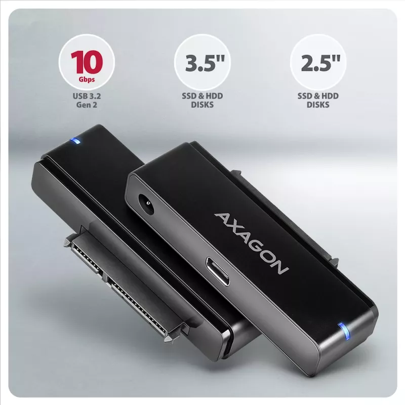 Axagon ADSA-FPX USB-C 10Gbps FAST PORT X adaptér pre 2,5 inch/3,5 inch SSD/HDD