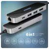 Axagon HMC-6GLN USB 5Gbps hub, 2x USB-A, USB-C, HDMI 4k/60Hz, RJ-45, PD 100W, USB-C kábel