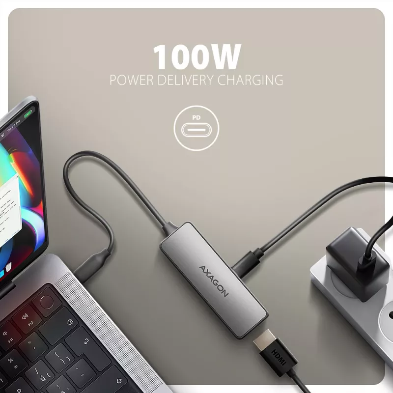 Axagon RVC-HI8KPD, USB-C -> HDMI 2.1 adaptér, 8K/60Hz, 4K/144Hz, HDR10+, PD100W