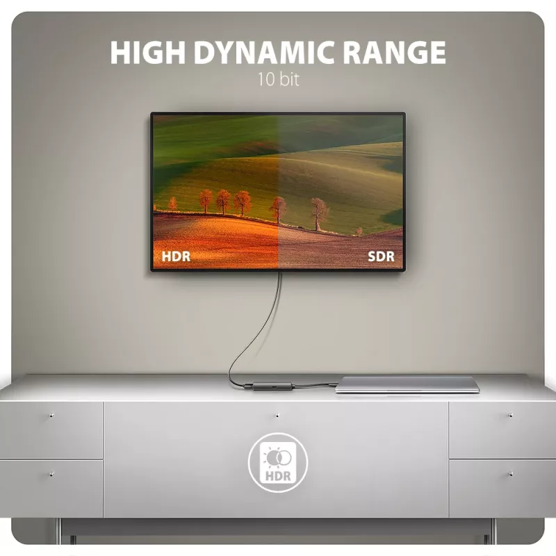 Axagon RVC-HI8KPD, USB-C -> HDMI 2.1 adaptér, 8K/60Hz, 4K/144Hz, HDR10+, PD100W
