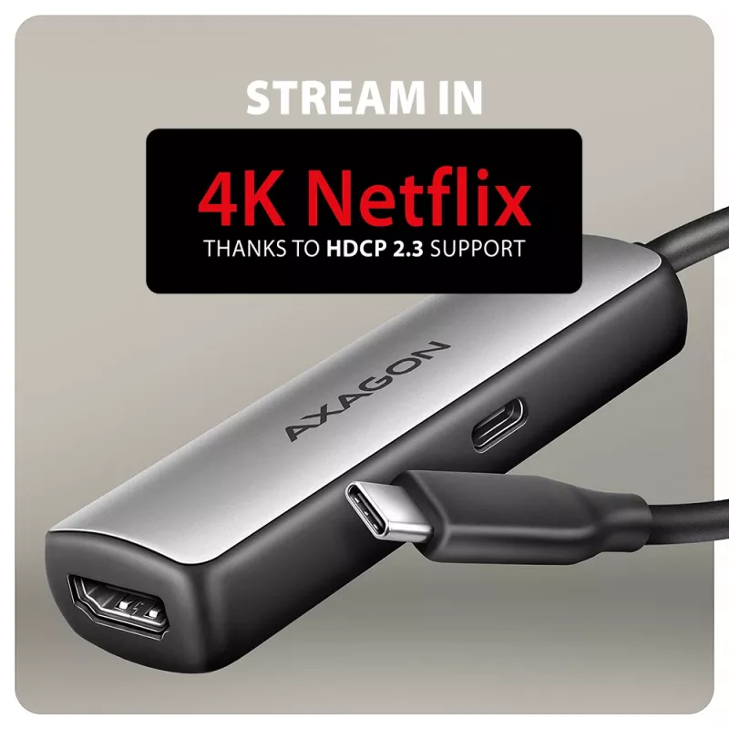 Axagon RVC-HI8KPD, USB-C -> HDMI 2.1 adaptér, 8K/60Hz, 4K/144Hz, HDR10+, PD100W