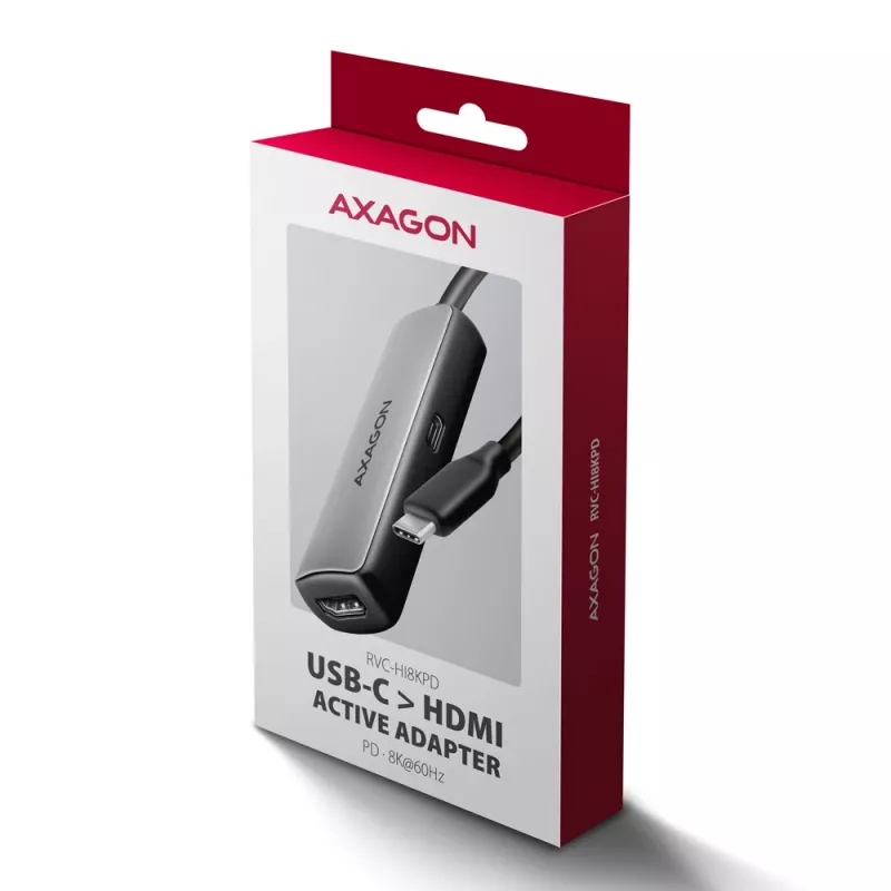 Axagon RVC-HI8KPD, USB-C -> HDMI 2.1 adaptér, 8K/60Hz, 4K/144Hz, HDR10+, PD100W