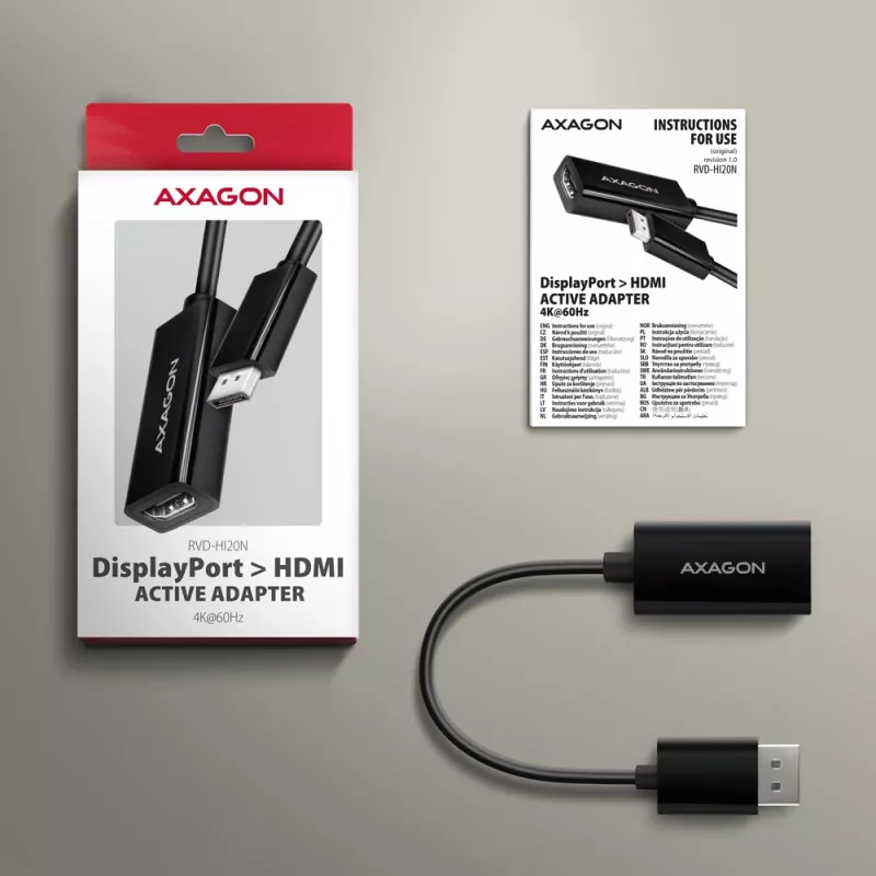 Axagon RVD-HI20N DisplayPort -> HDMI 2.0b adaptér, 4K/60Hz
