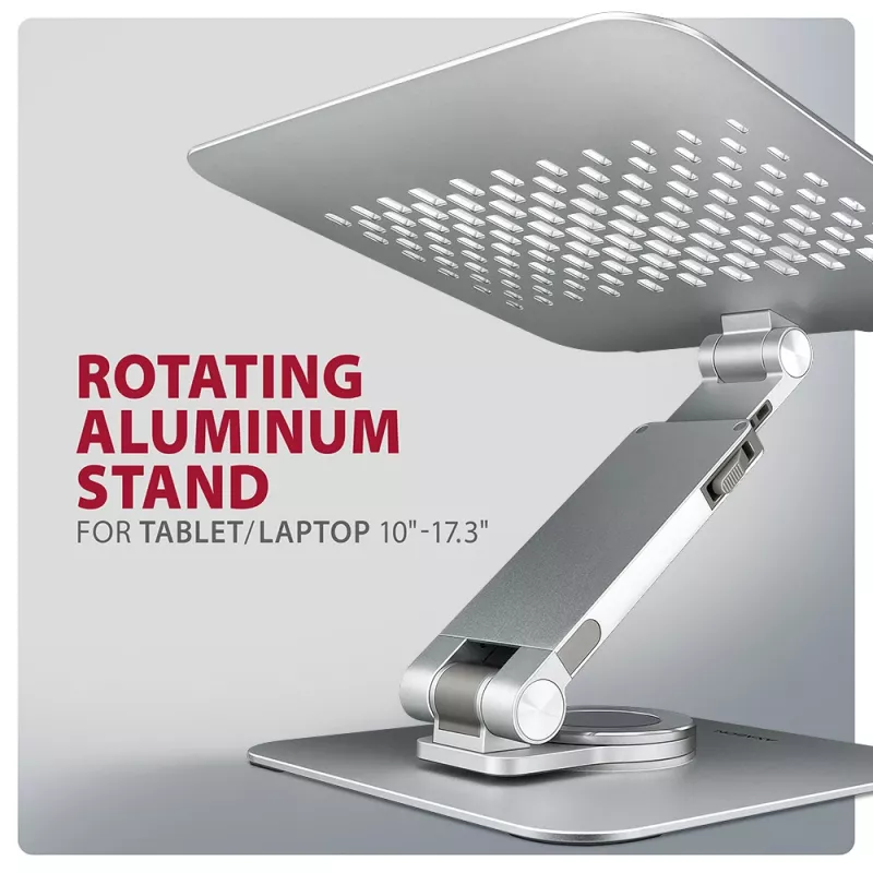 Axagon STND-LR hliníkový stojan s 360° otáčaním pre notebooky 10 inch–17,3 inch. Nastaviteľná výška a sklon.