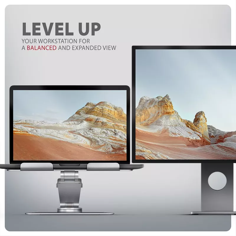 Axagon STND-LR hliníkový stojan s 360° otáčaním pre notebooky 10 inch–17,3 inch. Nastaviteľná výška a sklon.