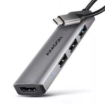 Axagon HMC-H3A USB 5Gbps hub, 3x USB-A, HDMI 4k/30Hz, 15 cm USB-C kábel