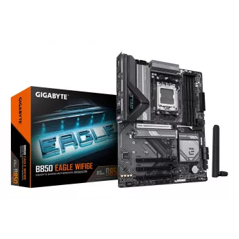GIGABYTE B850 EAGLE WIFI6E základná doska - AMD Ryzen 9000 Series CPU, 8+2+2 fázové digitálne VRM, až do 8200MHz DDR5 (OC), 1xPCIe 5.0 + 2xPCIe 4.0 M.2, GbE LAN, WIFI 6E, USB 3.2 Gen 2