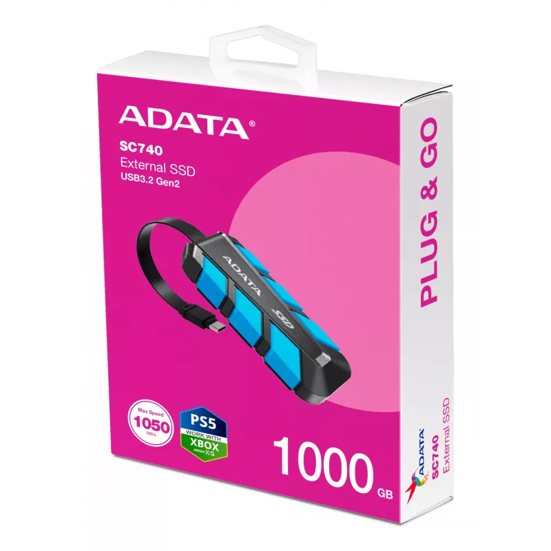 ADATA SC740 1 TB USB Type-C 3.2 Gen 2 (3.1 Gen 2) čierna, modrá