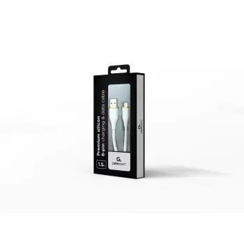 GEMBIRD Premium silikónový 8-pinový nabíjací a dátový kábel, 1,5 m – biela