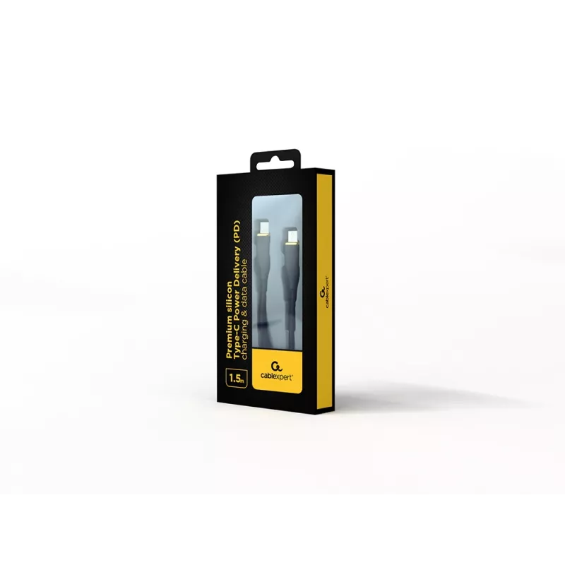 GEMBIRD Premium silikónový Type-C Power Delivery (PD) nabíjací a dátový kábel, 1,5 m - čierna