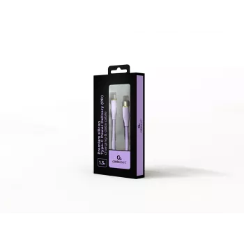 GEMBIRD USB Type-C Power Delivery (PD) 60W silikónový nabíjací a dátový kábel, 1,5 m fialová