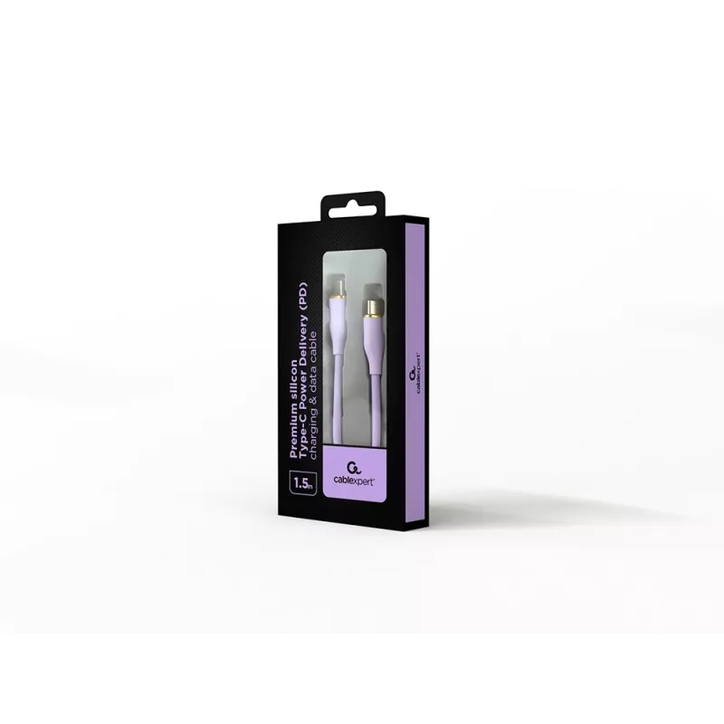 GEMBIRD USB Type-C Power Delivery (PD) 60W silikónový nabíjací a dátový kábel, 1,5 m fialová
