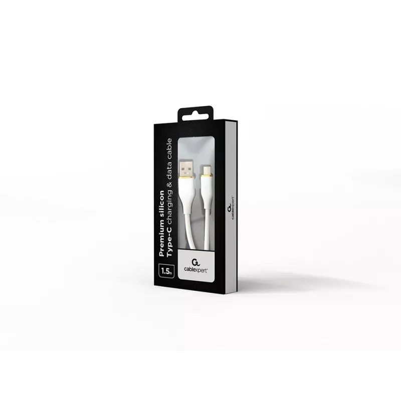 GEMBIRD Premium silikónový Type-C USB nabíjací a dátový kábel, 1,5 m – biela