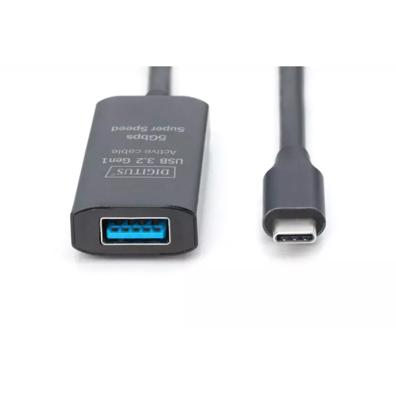 DIGITUS aktívny predlžovací USB-C kábel – 5G USB 3.2 Gen1 USB-C – USB-A (M/F) – 10 m