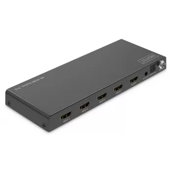 DIGITUS 4x1 HDMI prepínač - 8K/60Hz (4:4:4), Toslink, Stereo, EDID ovládanie