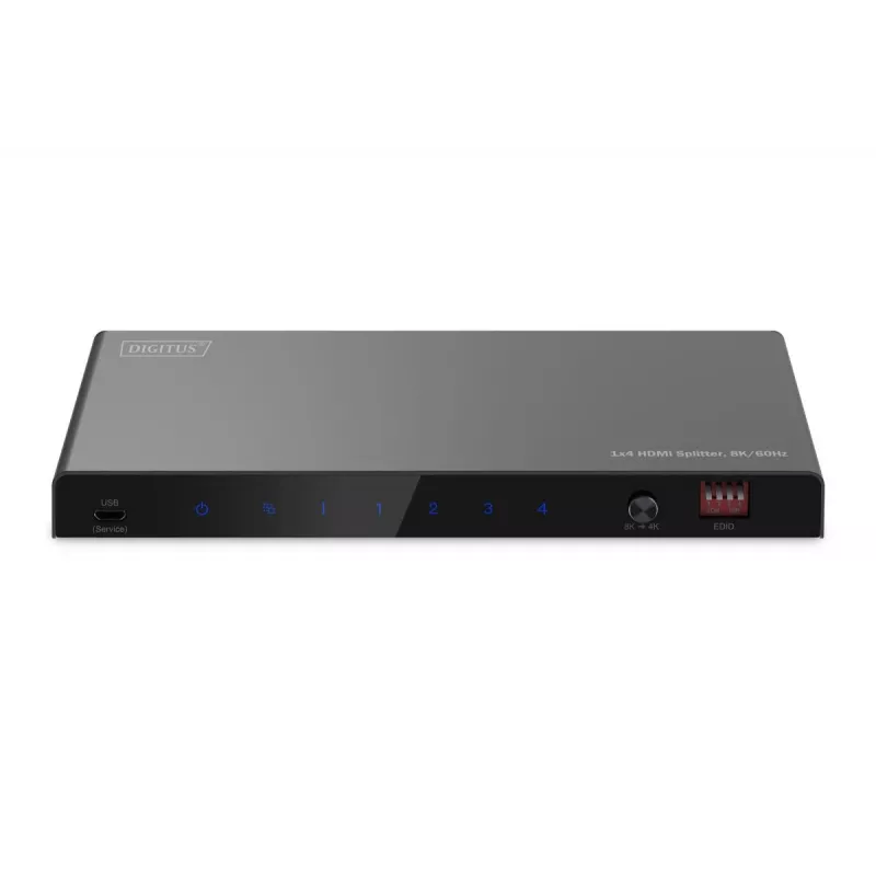DIGITUS 1x4 HDMI rozbočovač 8K/60 Hz (4:4:4) Toslink stereo EDID Control