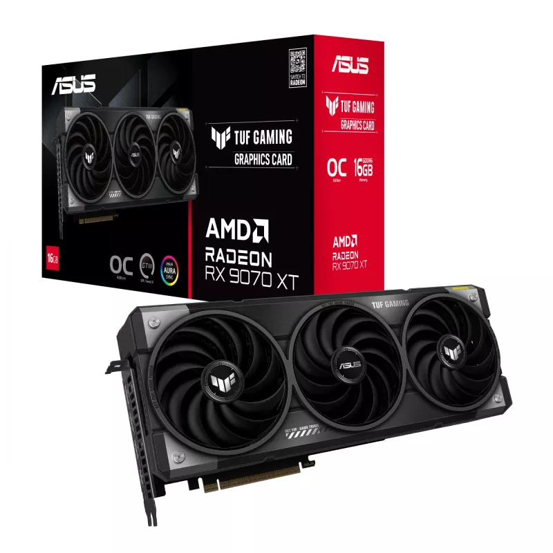 Grafická karta ASUS Radeon RX 9070 XT, 16 GB GDDR6, PCIe 5.0, 256-Bit, 3060 MHz Boost