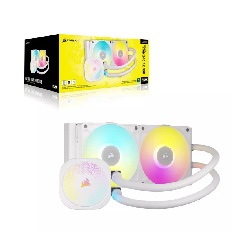 CORSAIR chladič CPU - Icue Link Titan 240 Rx RGB AIO kvapalinový chladič - biely