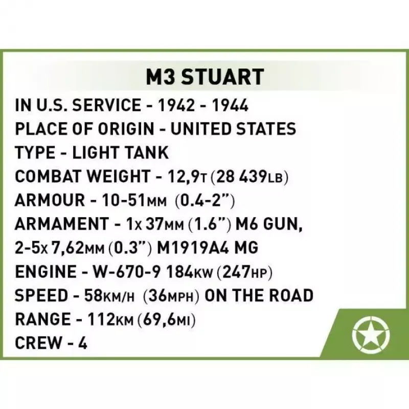 Stavebnica COBI M3 Stuart, 511 dielikov