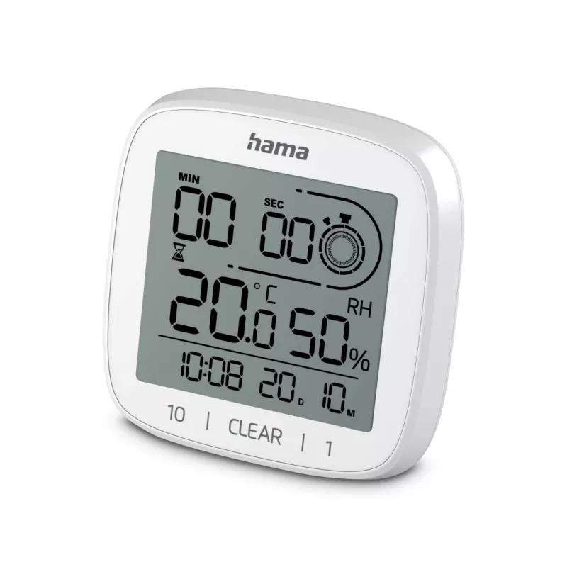 Digitálne hodiny Hama 00185893 štvorcové biele nástenné/stolné batéria AAA