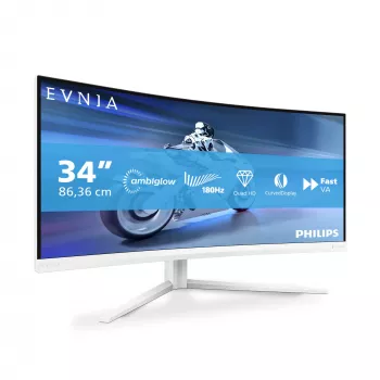 Philips Evnia 5000 34M2C5501A/00 počítačový monitor 86,4 cm (34 palcov) 3440 x 1440 pixelov Wide Quad HD LCD biely