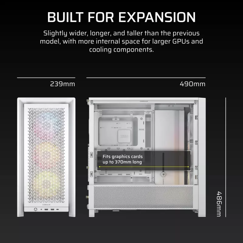 CORSAIR Mid-tower - Geh Midi Frame 4000d Rs ArGB biely